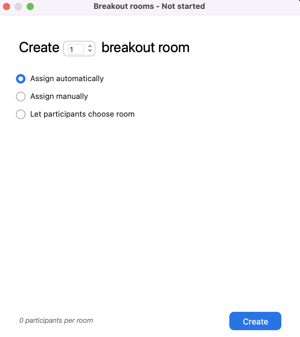 Creating a breakout room in Zoom