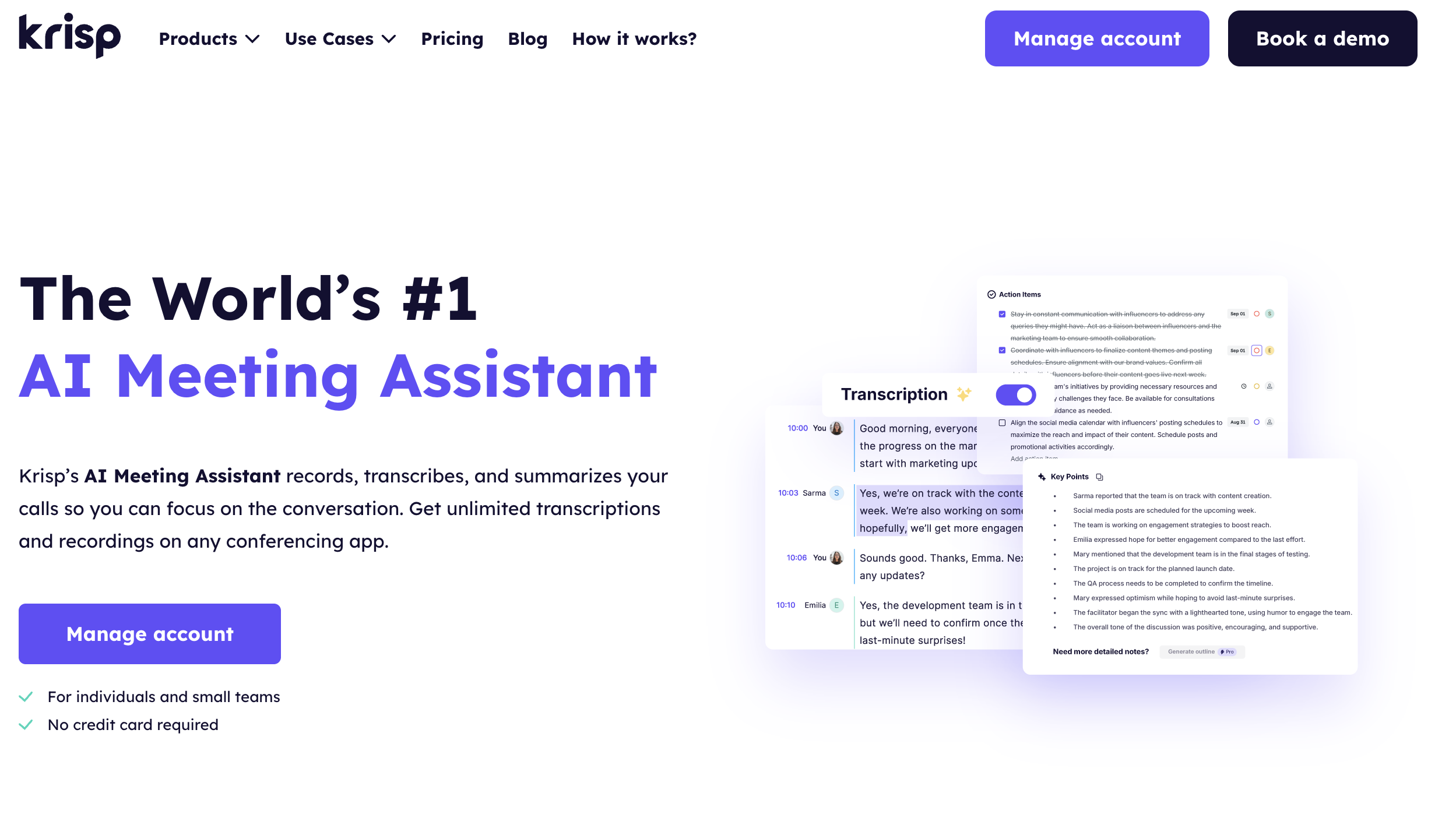 Krisp AI meeting assistant - fellow software alternative free