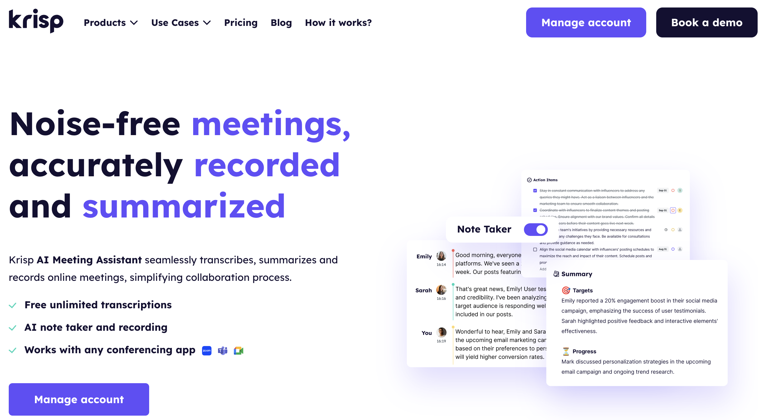 Krisp AI meeting assistant