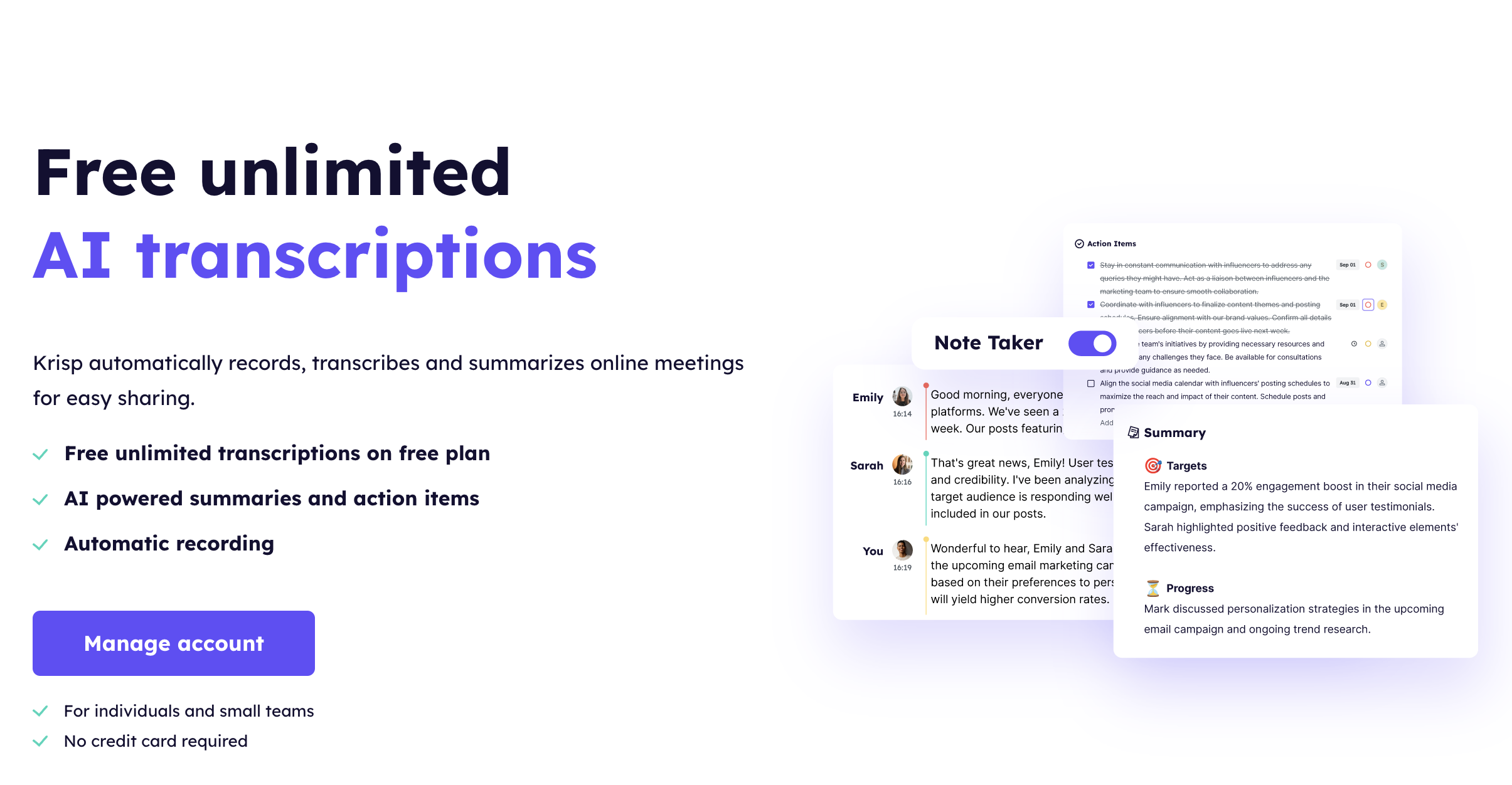 Krisp AI meeting transcriptions