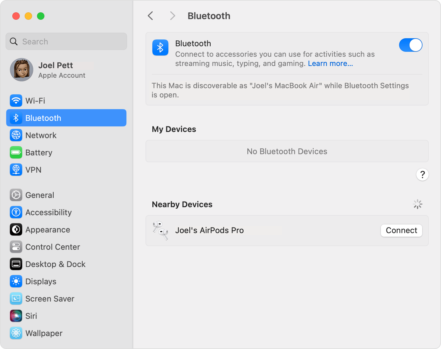 Mac settings For AirPods