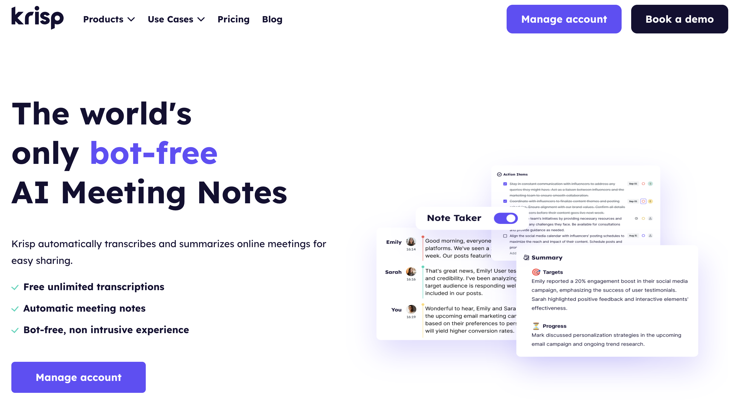 Meeting note taker - Krisp