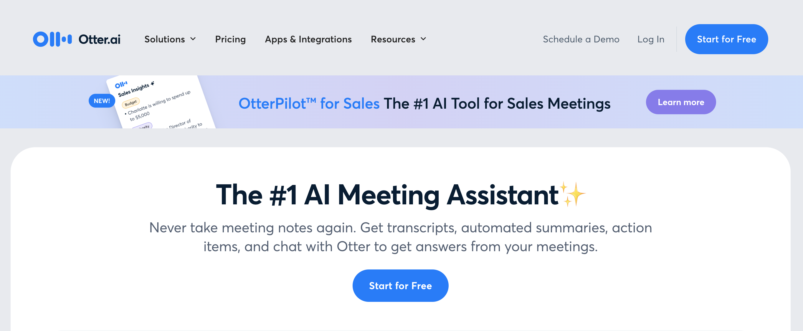 Otter.ai website screenshot