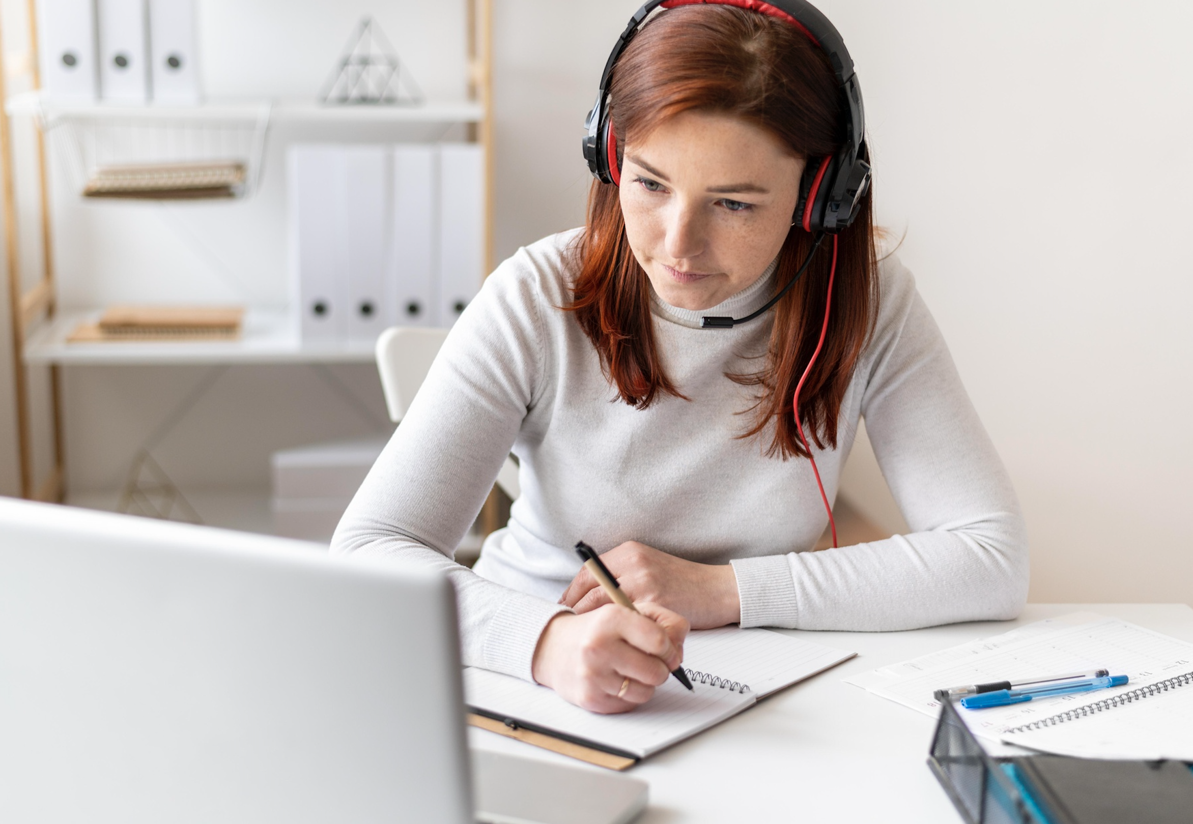 Girl having an online meeting 