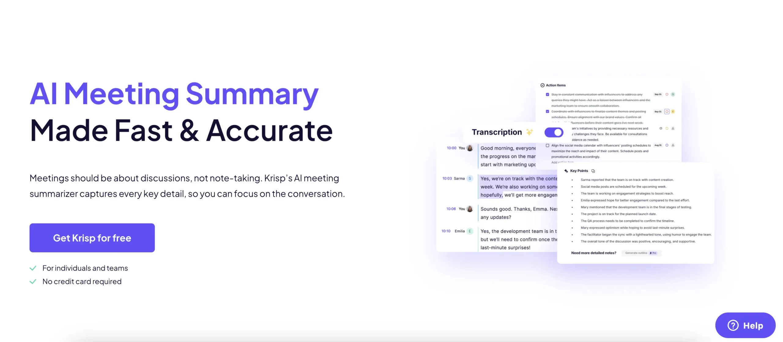  Best AI Summary Generator for meetings: Krisp 