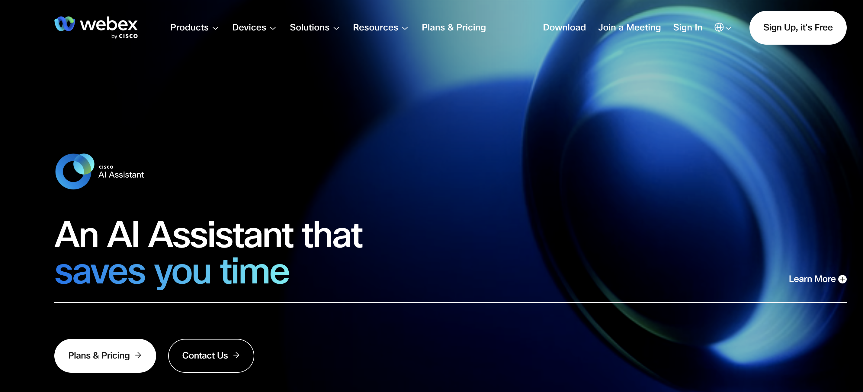 Webex website screenshot
