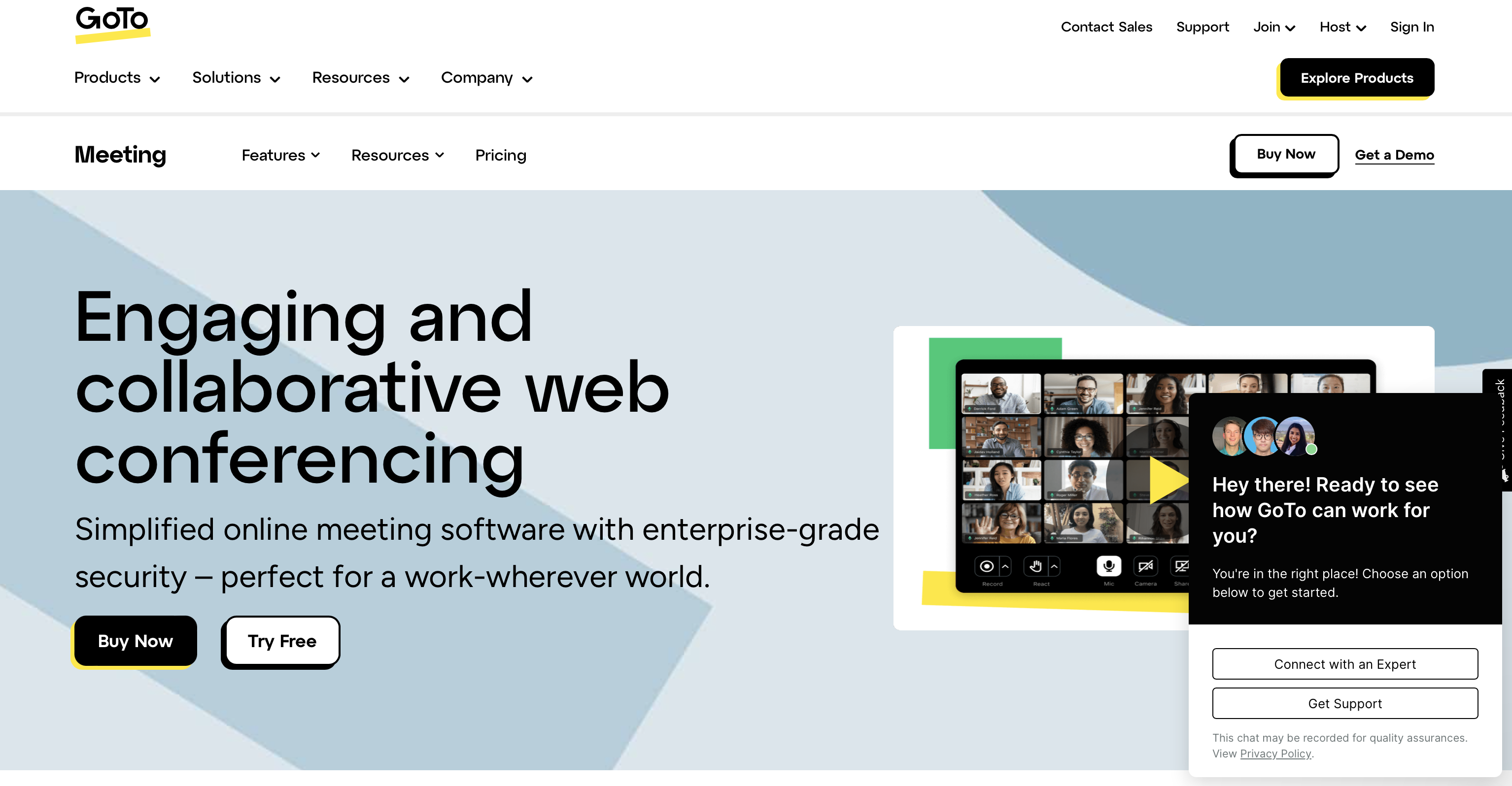 GoTo meeting website screenshot