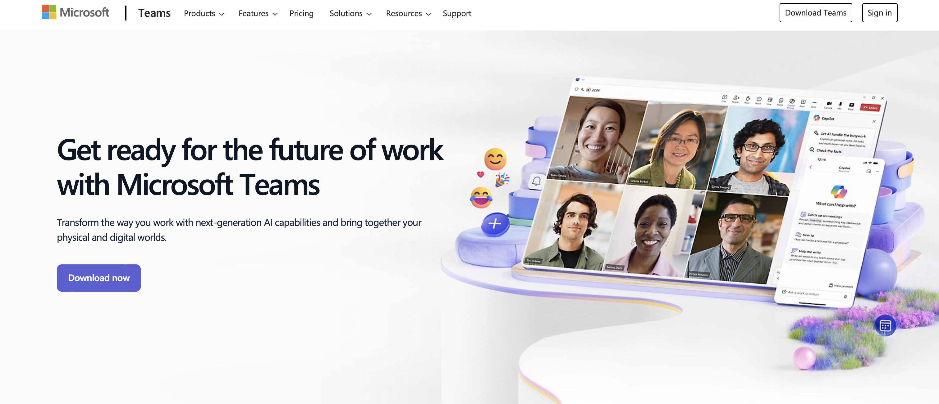 Microsoft Teams website screenshot