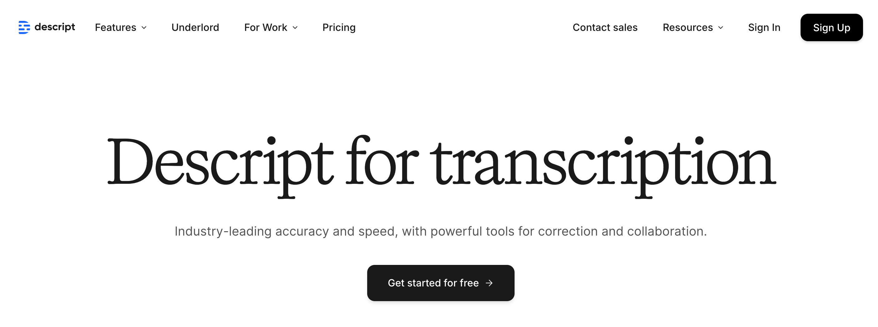 Descript website screenshot - transcription software