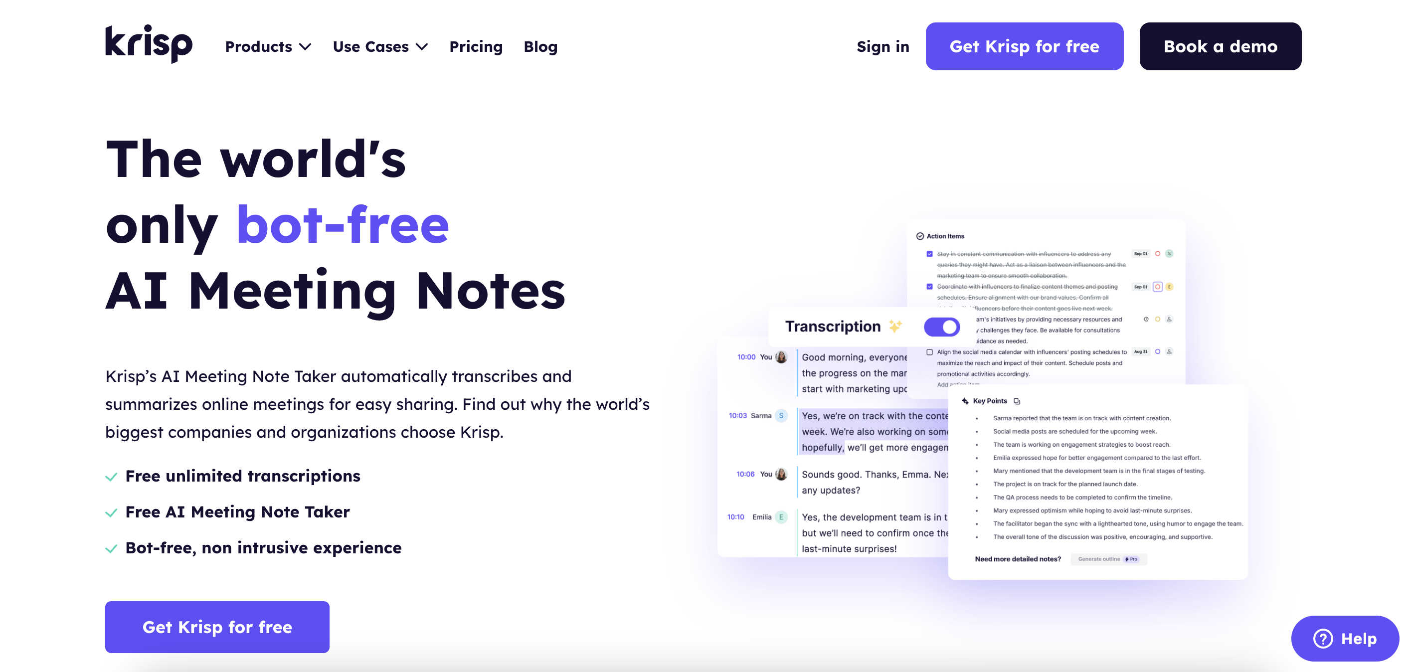 Krisp AI Best Free AI Note Taker for Meetings 