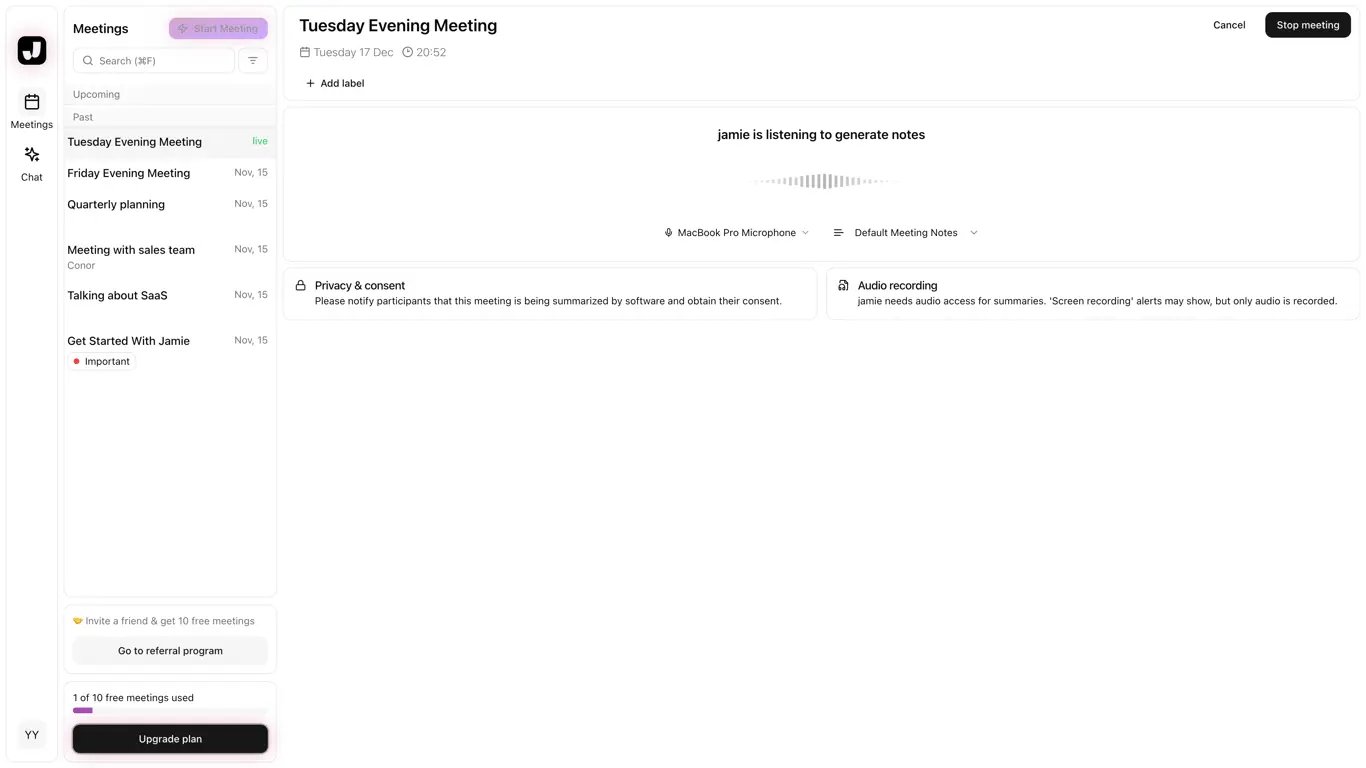 Jamie – Best AI Note Taker for Concise Summaries 