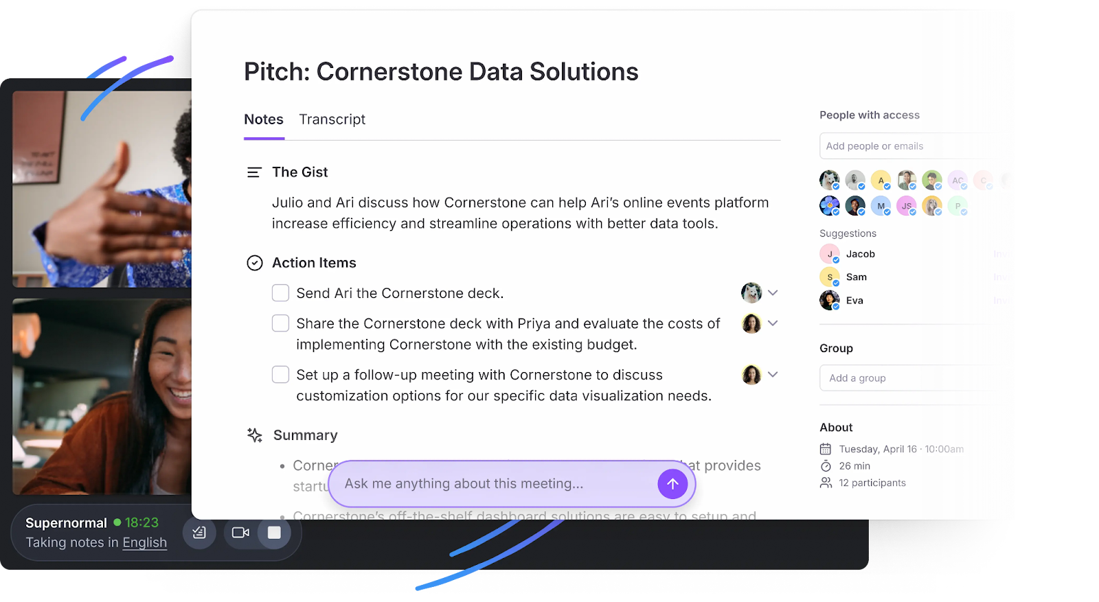 Supernormal – Best AI Note Taker for Startups