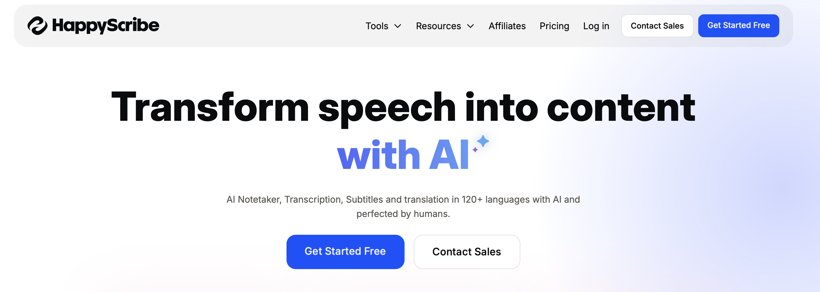 Happy Scribe website screenshot