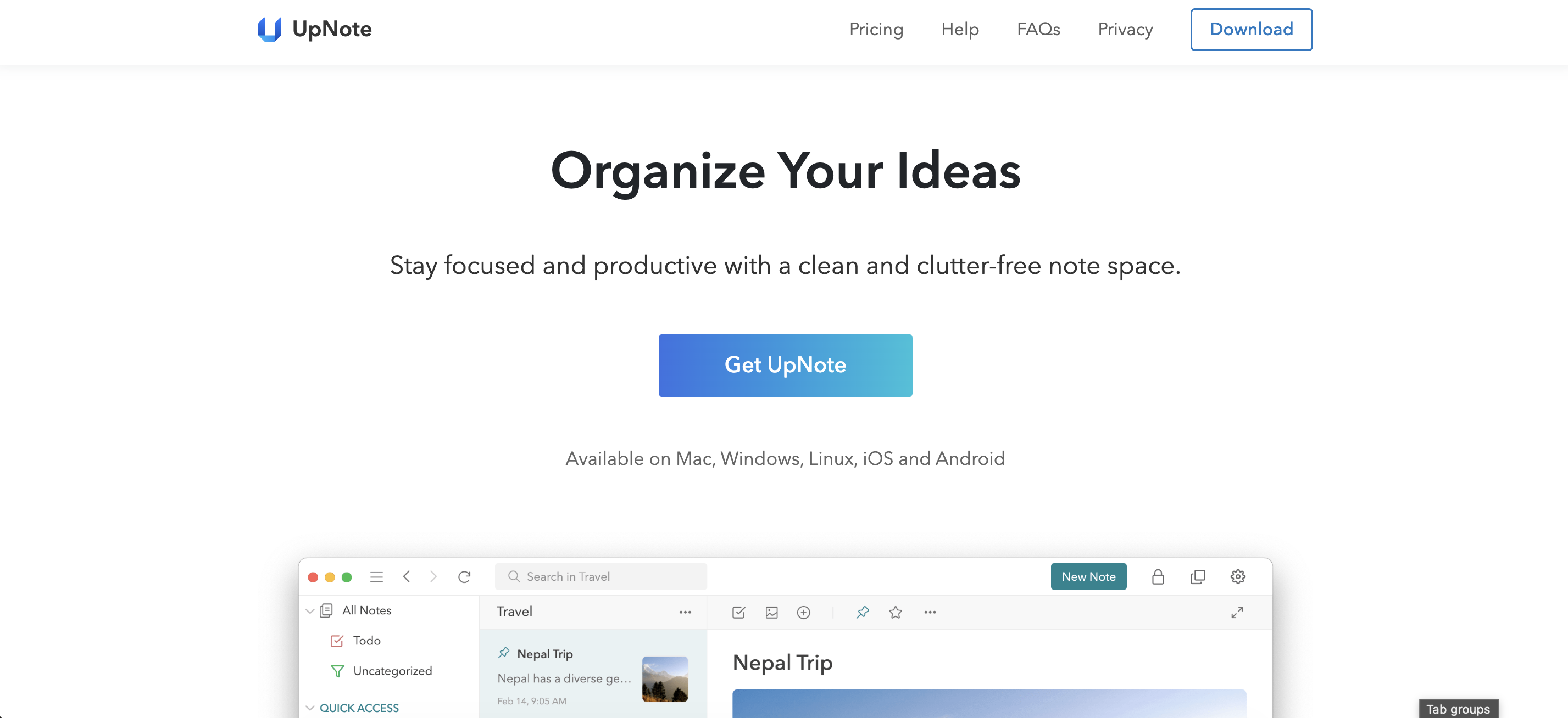 UpNote — Best simple premium note taking app for Windows