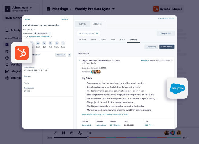 Sync to CRM