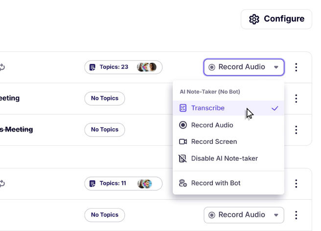 Recording presets