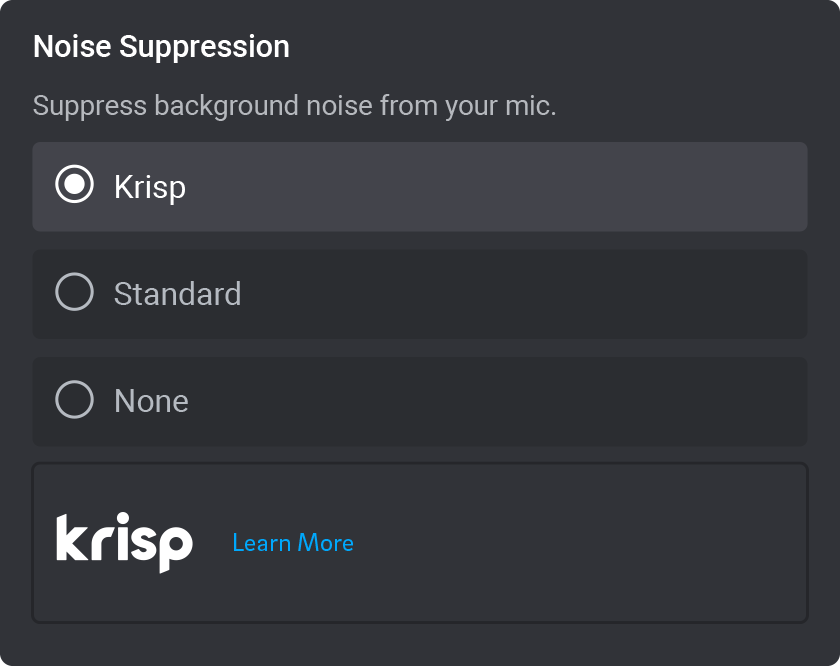 Krisp config in discord app