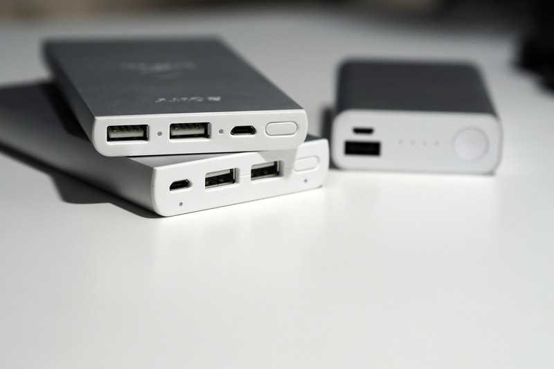 silver power bank on desk