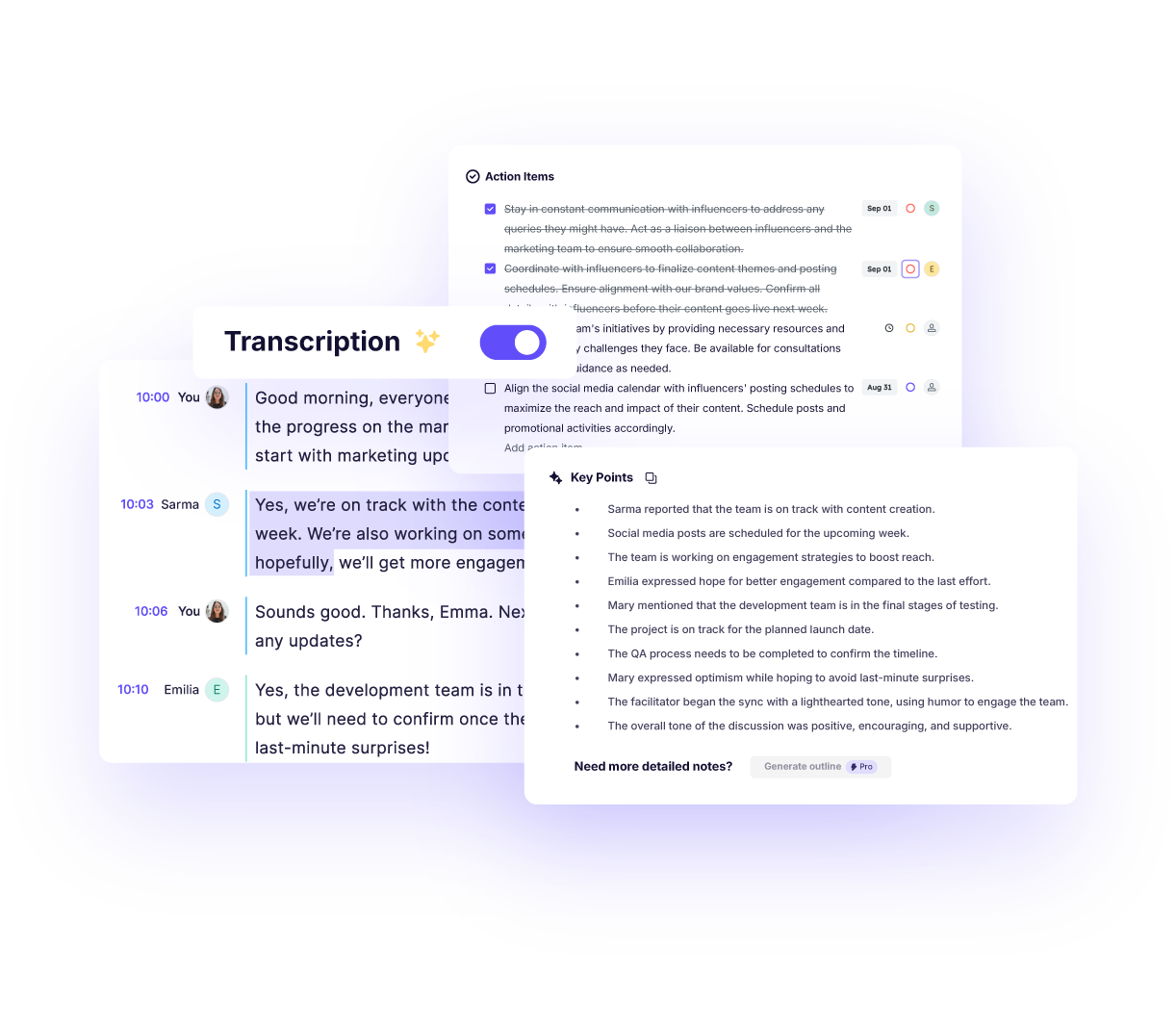 Real-time Google Meet transcription